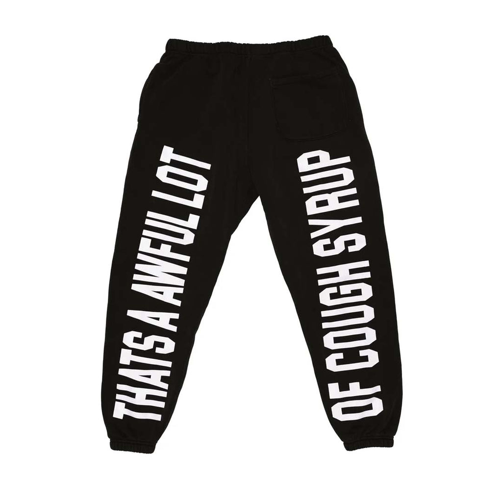 Awful Lot of Cough Syrup Spell Out Sweatpants Black