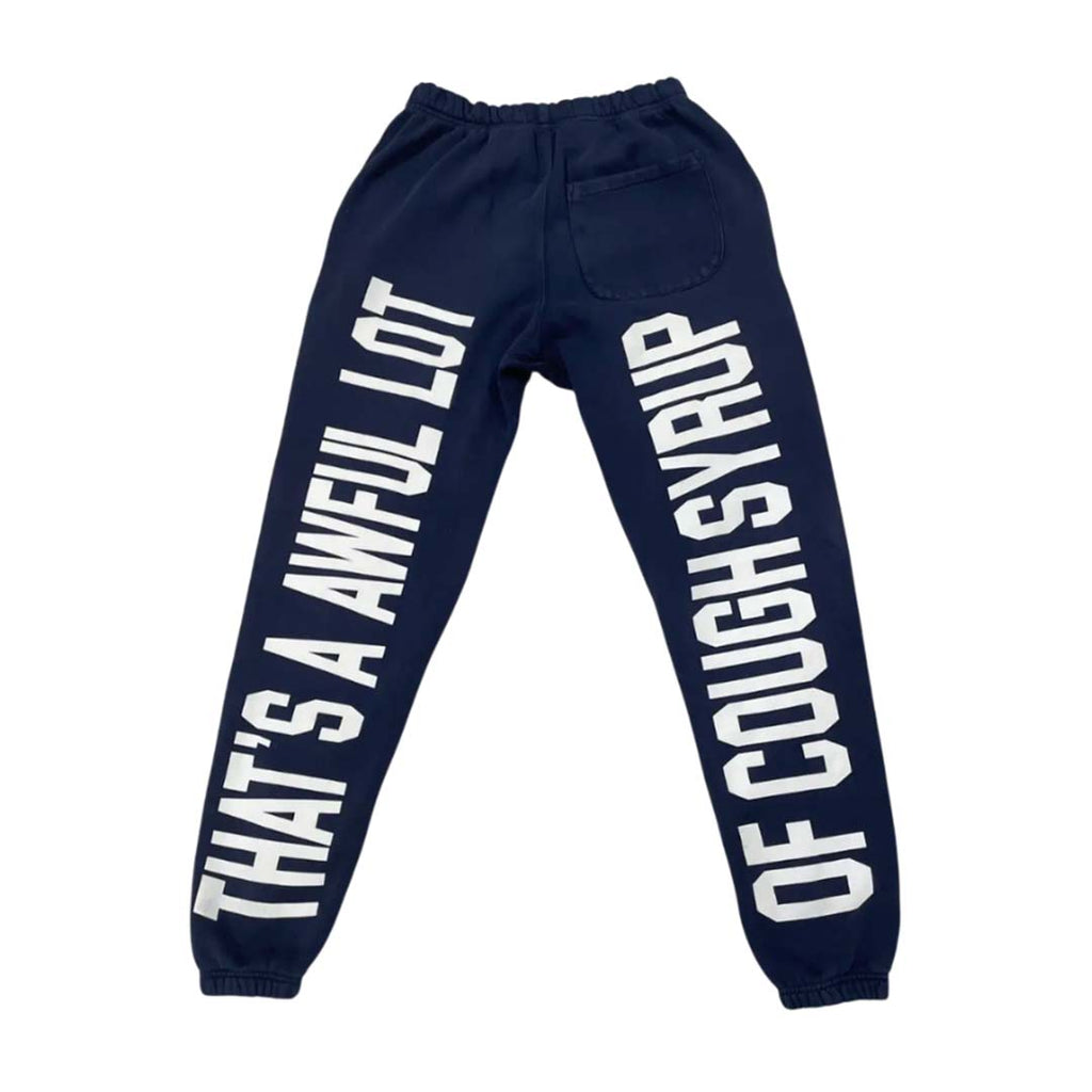 Awful Lot of Cough Syrup Spell Out Sweatpants Navy
