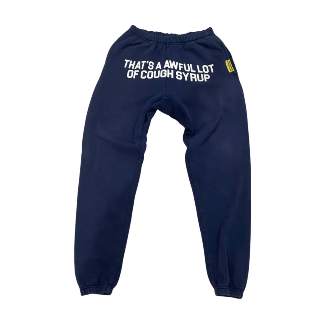 Awful Lot of Cough Syrup Spell Out Sweatpants Navy