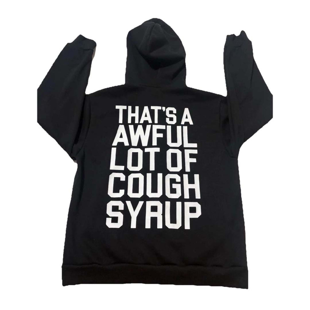 Awful Lot of Cough Syrup Spell Out Zip Up Hoodie Black