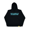 Awful Lot of Cough Syrup Spell Out Zip Up Hoodie Black Gamma Blue