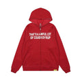 Awful Lot of Cough Syrup Spell Out Zip Up Red Hoodie