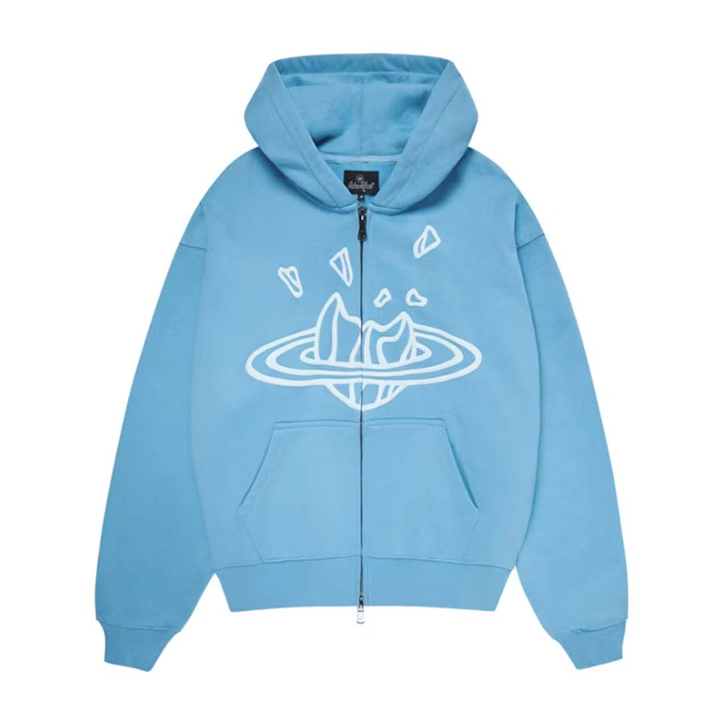 Broken Planet Zip-Up Hoodie Light Blue
