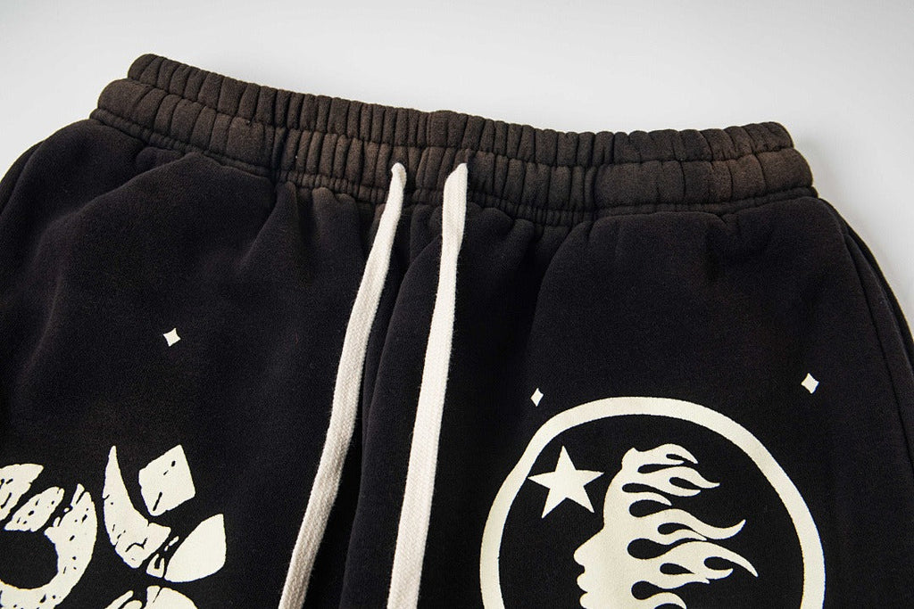 Hellstar Fleece Washed Graphic Sweatpants (Black)