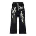 Hellstar Fleece Washed Graphic Sweatpants (Black)