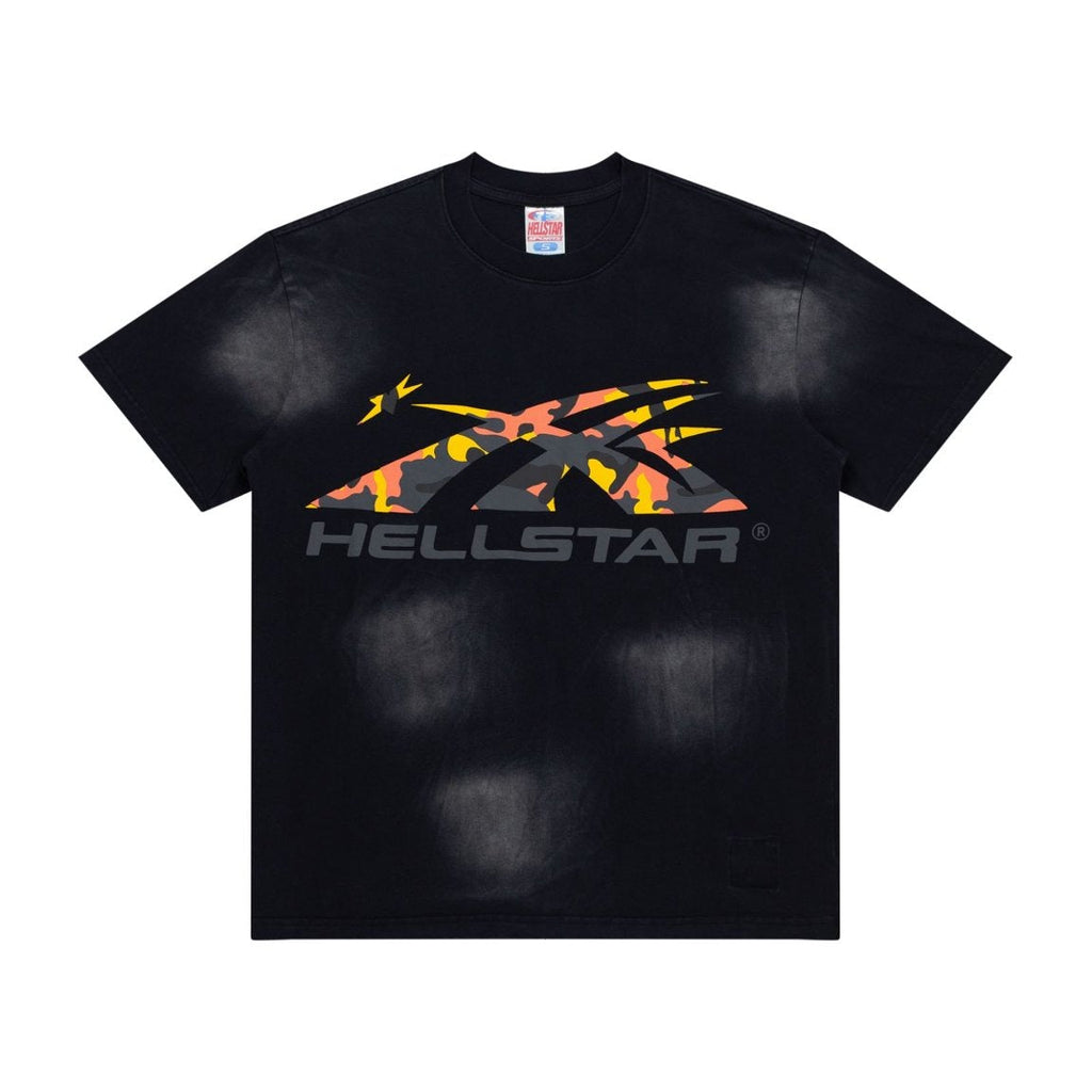 Hellstar Vintage Wash Camo Arrow Graphic Oversized T-Shirt - Black
