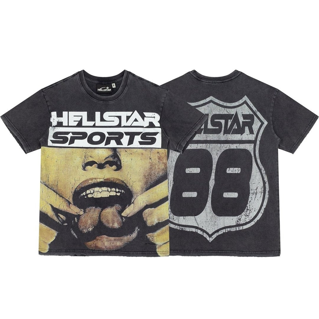Hellstar Vintage Washed Torn Lips Graphic Oversized T-Shirt