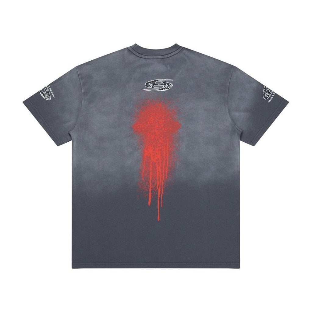 Hellstar Red Drip Gradient Vintage Wash Oversized T-Shirt