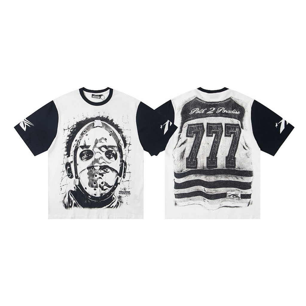 Hellstar High-Definition Graphic Spliced Short Sleeve T-Shirt – White