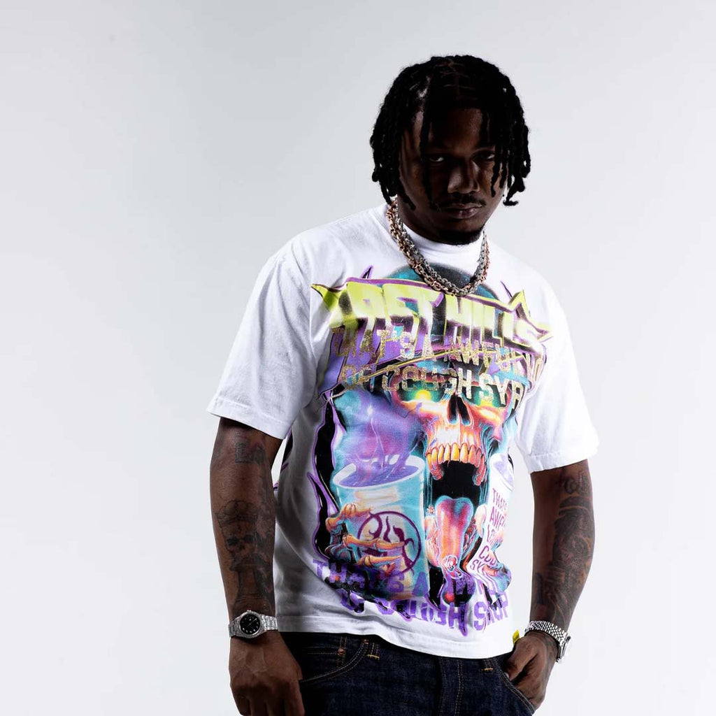Lost Hills x Cough Syrup Skull Tee White
