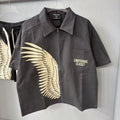 MIXED EMOTION Wing Graphic Zip Shirt