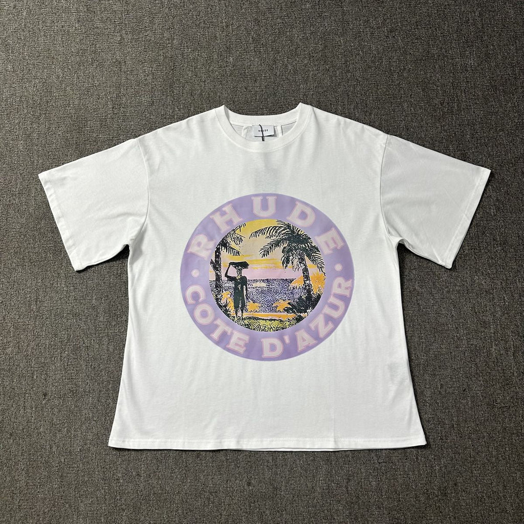 RHUDE American Retro Loose Fit Unisex Summer T-Shirt