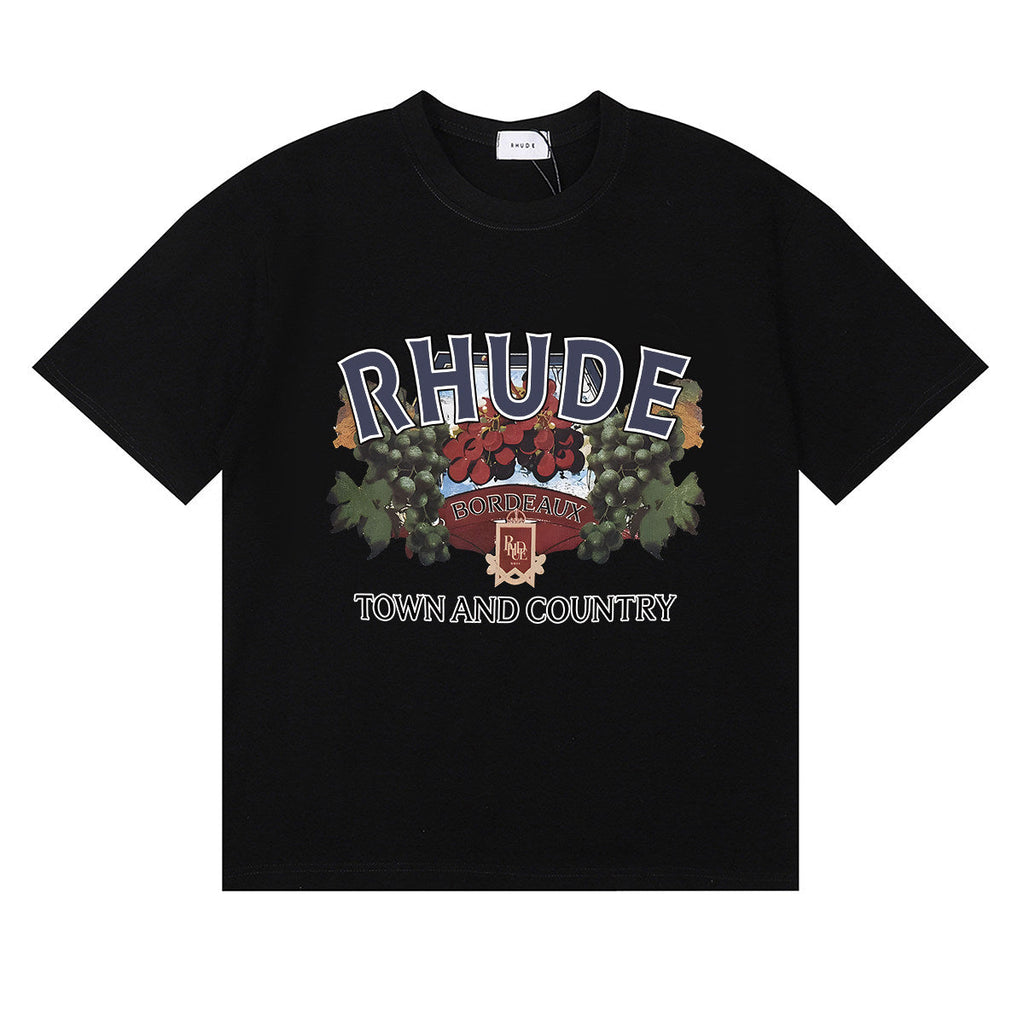 RHUDE American Retro Letter Print Loose Casual T-Shirt
