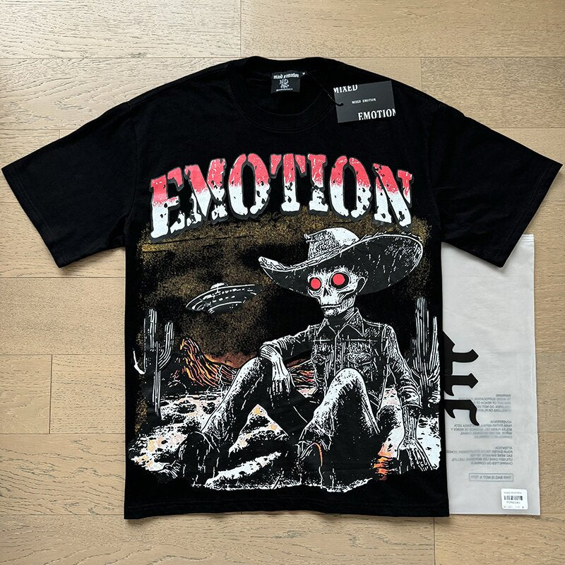 MIXED EMOTION Retro Rhinestone Monogram High Street Tee