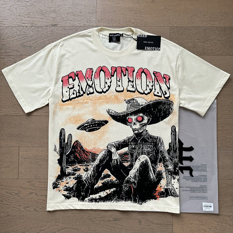 MIXED EMOTION Retro Rhinestone Monogram High Street Tee