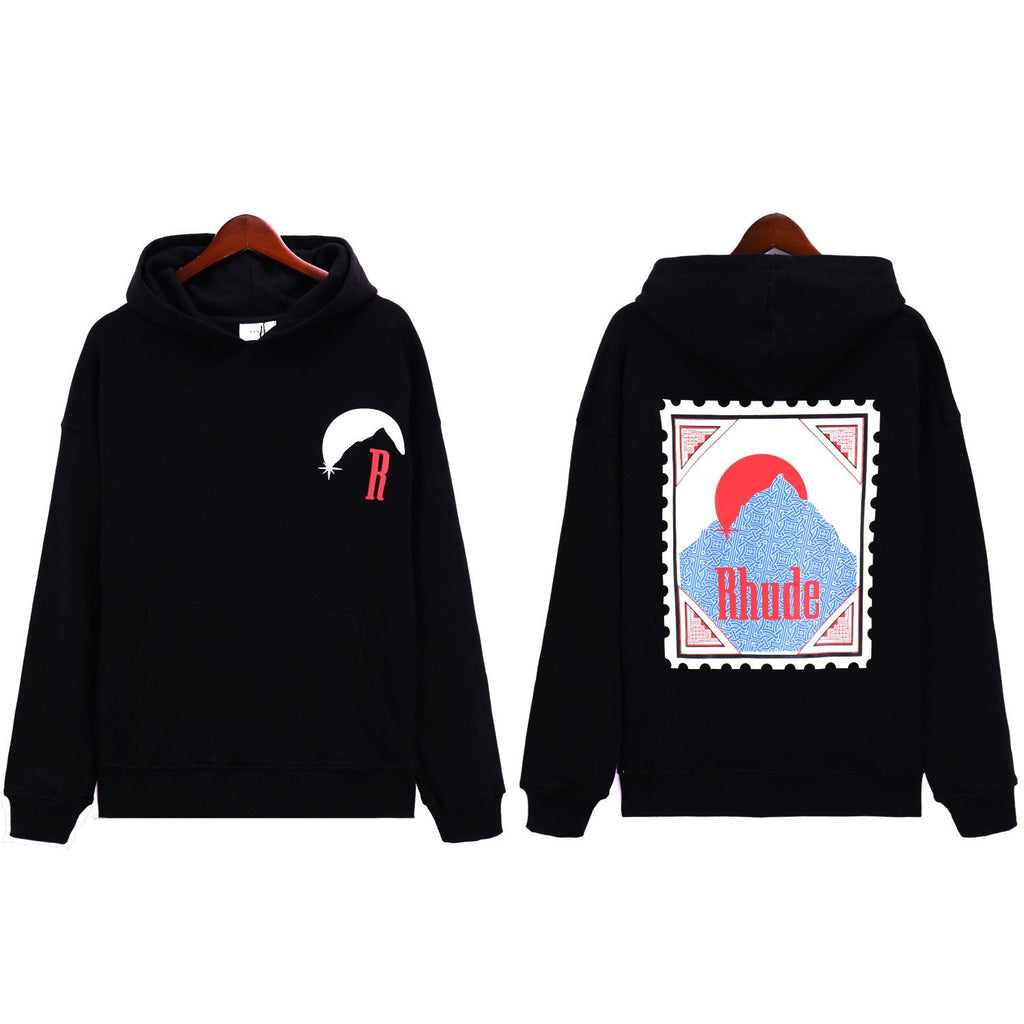 RHUDE American Vintage Letter Print Loose Hooded Sweatshirt