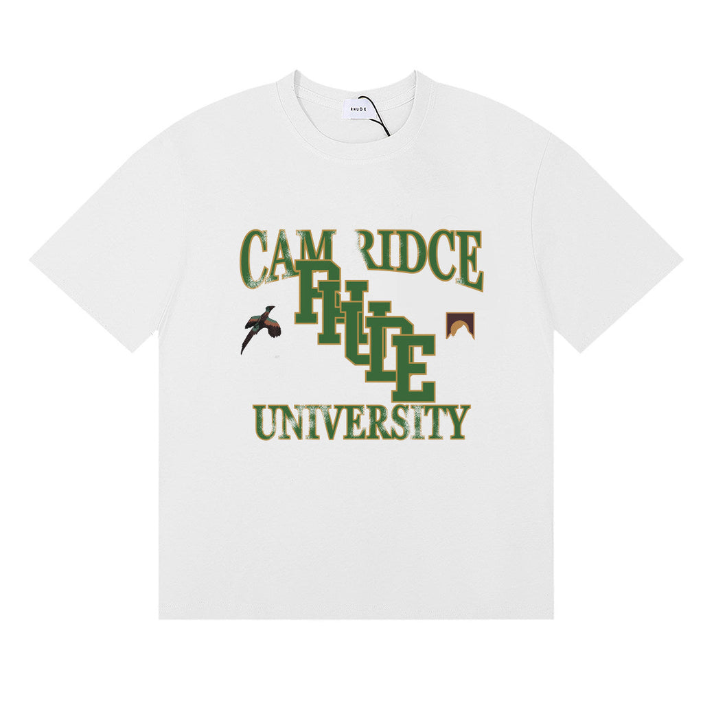 RHUDE American Retro Letter Print Loose Casual T-Shirt