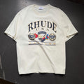RHUDE American Retro Letter Print Loose Summer T-Shirt