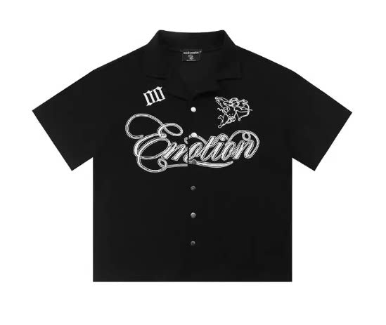 Mixed Emotion Waffle Embroidered Shirt Black