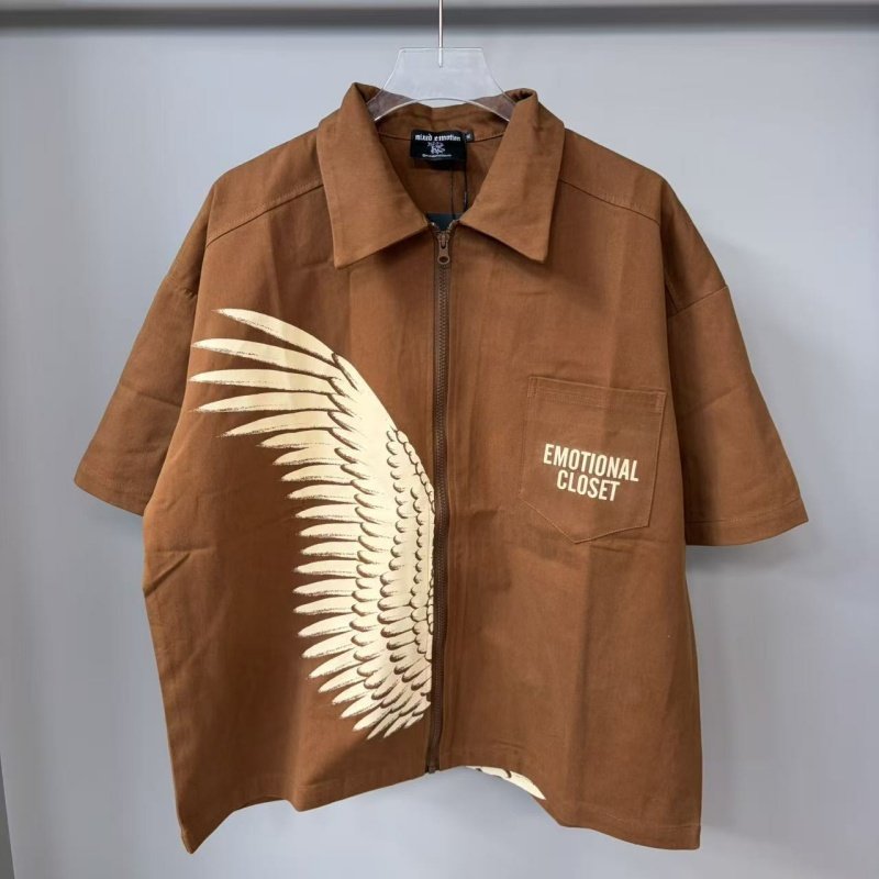 MIXED EMOTION Wing Graphic Zip Shirt