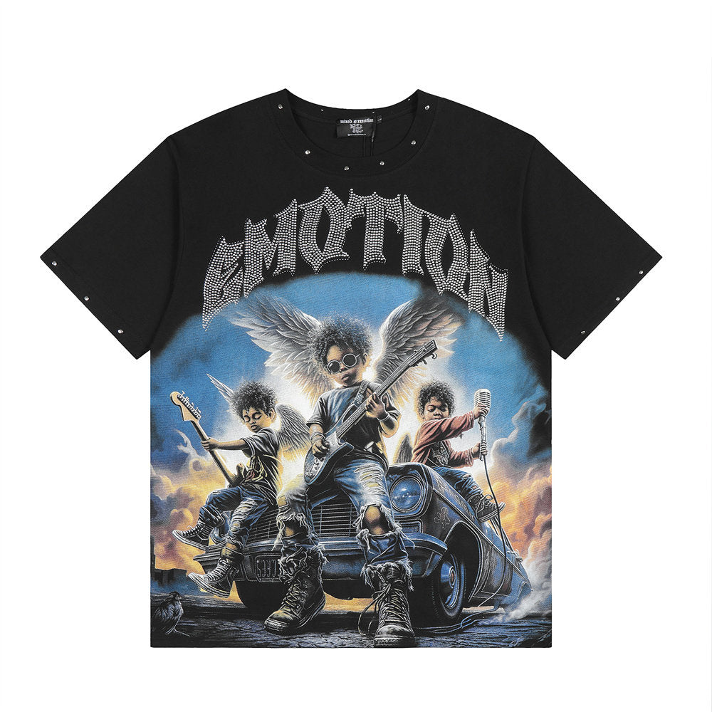 Mixed Emotion Angel Rhinestone Graphic Tee