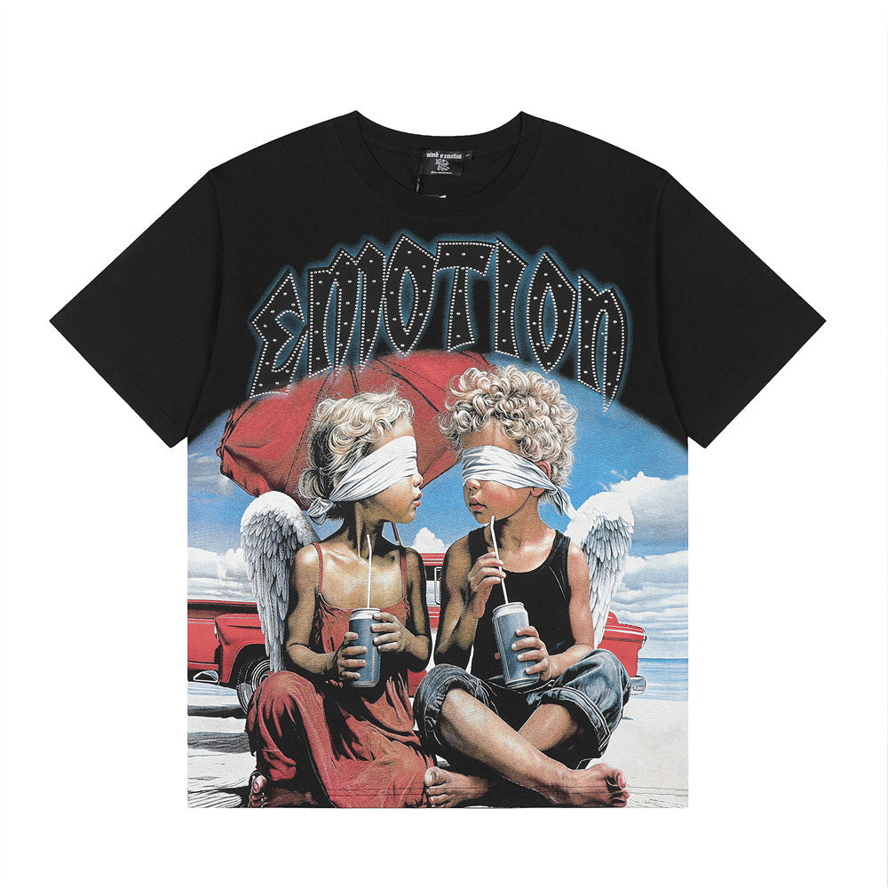 Mixed Emotion Angel Rhinestone Graphic Tee