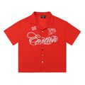 Mixed Emotion Waffle Embroidered Shirt Red