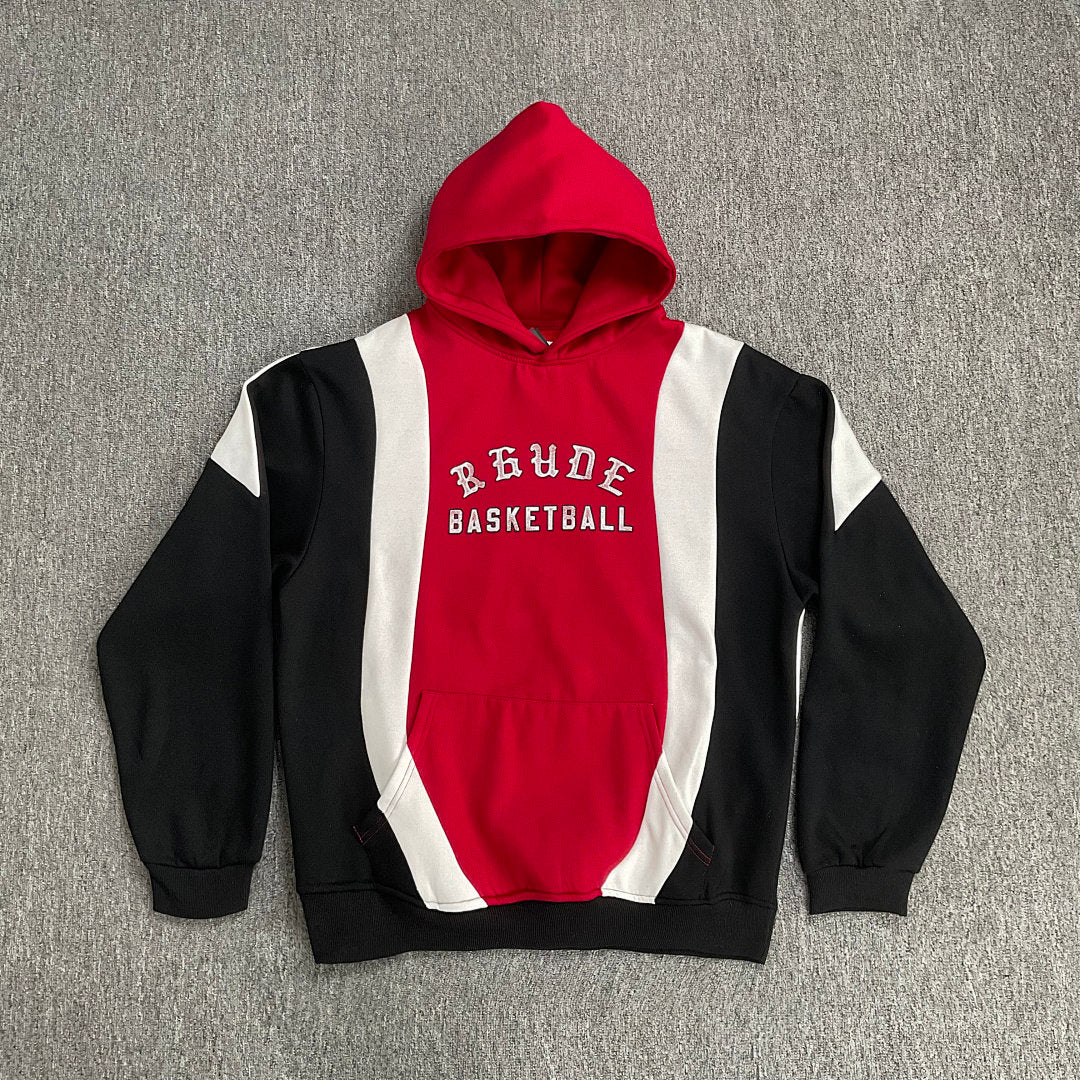 RHUDE Vintage Color Block Fleece Lined Winter Hoodie