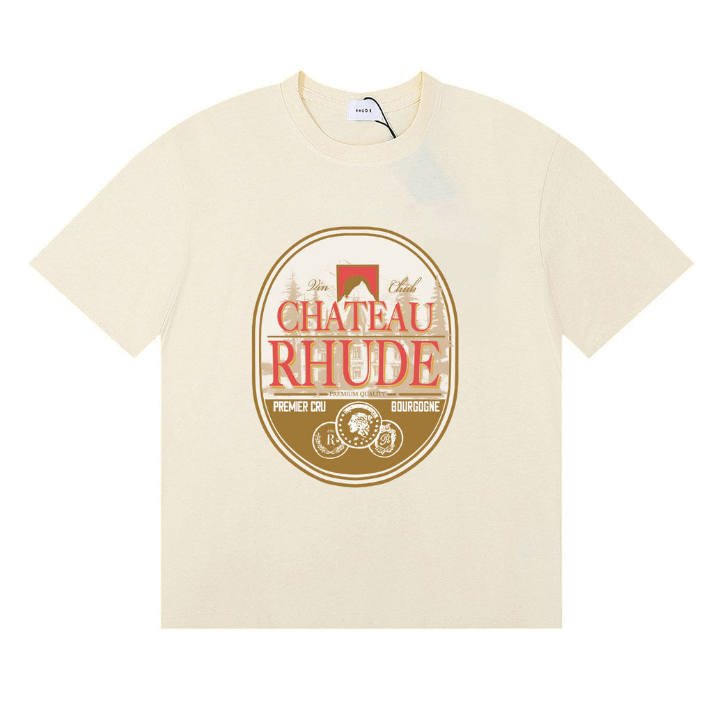 RHUDE American Retro Letter Print Loose Casual T-Shirt