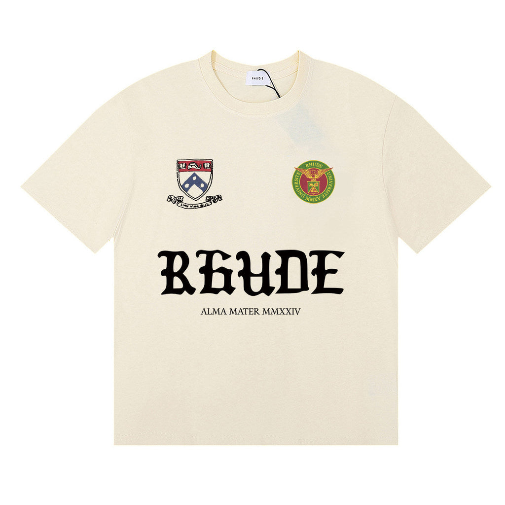 RHUDE American Retro Letter Print Loose Casual T-Shirt